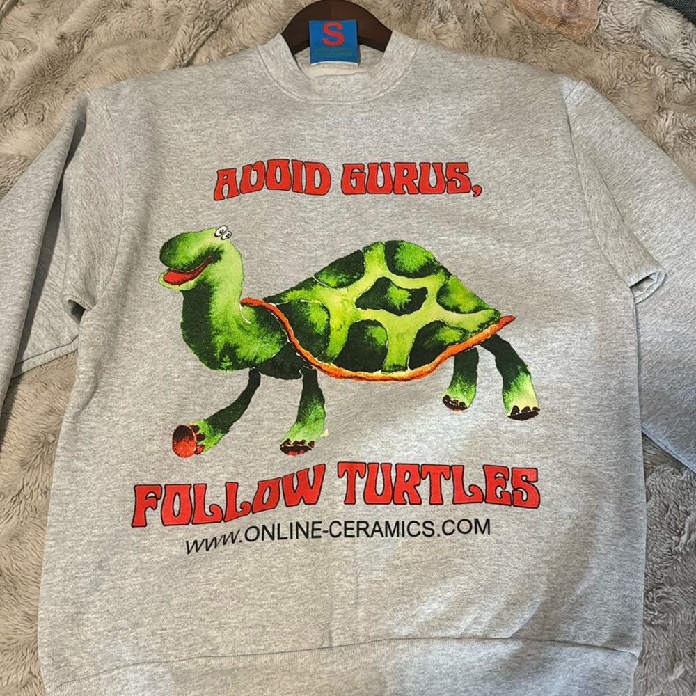 Online Ceramics Avoid Gurus Crew neck sweatshirt. Listed as women’s but unisex.
